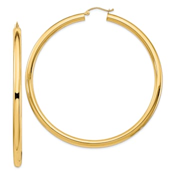 14k Yellow Gold 2 13/16" Polished Tube Hoop Earrings