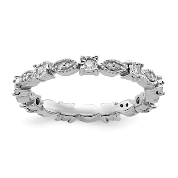 Sterling Silver Stackable Expressions Polished Diamond Ring 0.198ctw