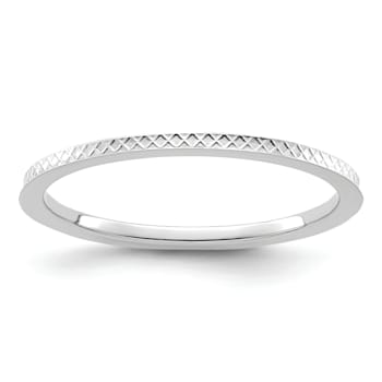 Rhodium Over 10K White Gold 1.2mm Criss-Cross Pattern Stackable
Expressions Band