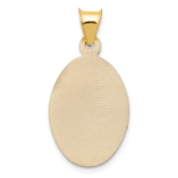 14K Yellow Gold with Rose and White Rhodium Diamond-cut Sagrado Corazon
Oval Pendant