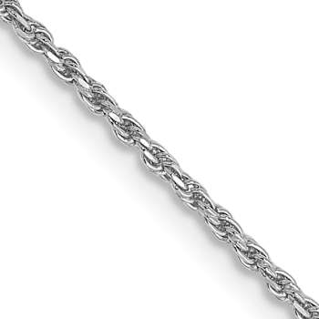Rhodium Over 14k White Gold 1.15mm Solid Diamond-Cut Rope 14 Inch Chain