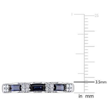 Blue Sapphire and Diamond 10K White Gold Eternity Ring 0.61ctw