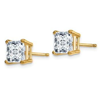14K Yellow Gold 1.5ct. 5.0mm Princess G H I True Light Moissanite Earrings