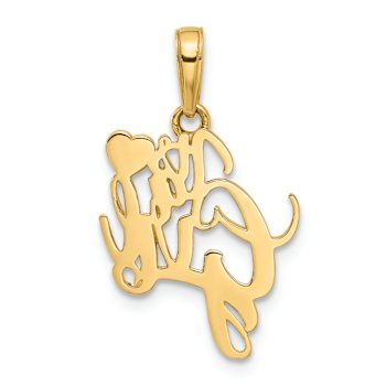 14k Two-tone Gold Diamond-cut It's A Girl Heart Pendant