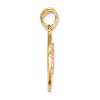 14k Two-tone Diamond-Cut Reversible Lady of Guadalupe and Crucifix Break
Apart Pendants
