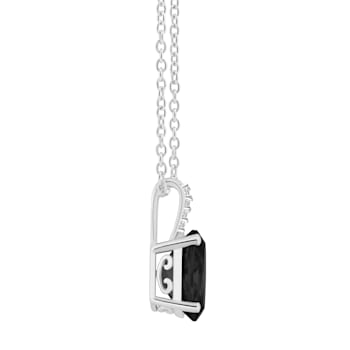 10x8mm Oval Black Onyx With Diamond Accents Rhodium Over Sterling Silver
Pendant with Chain