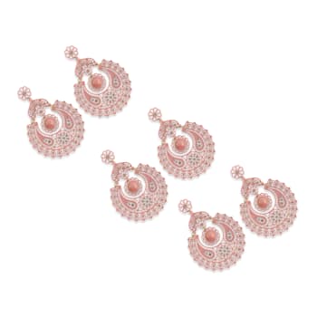 Pink Iridescent Filigree Drop Floral Earring