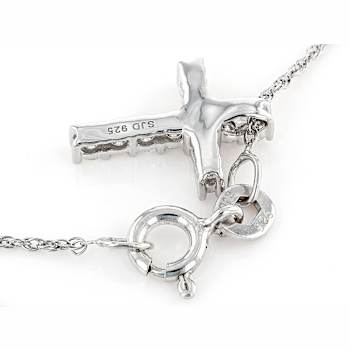 Lab-Grown Diamond Cross Pendant In Sterling Silver 0.25ctw