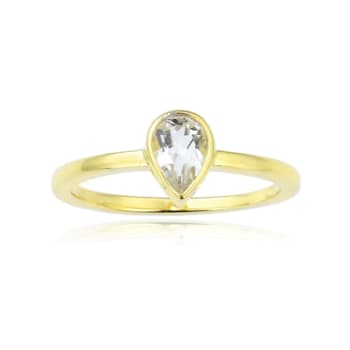 Pear Shape White Topaz 14K Yellow Gold Over Sterling Silver Solitaire
Ring, 0.35ct
