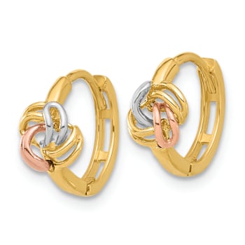 14k Yellow and 14k Rose Gold with Rhodium Over 14k Yellow Gold
7/16" Love Knot Hinged Hoop Earrings