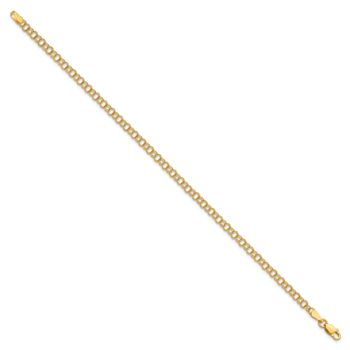 14k Yellow Gold 3.5mm Solid Double Link Charm Bracelet