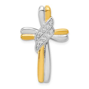 10k Yellow Gold and 10k White Gold Diamond Cross Chain Slide Pendant