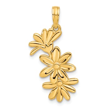 14k Yellow Gold Polished Floral Pendant