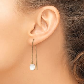 14K Yellow Gold 7-8mm White Rice Freshwater Cultured Pearl Cable Chain
Threader Earrings