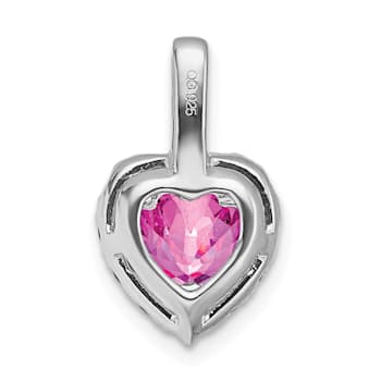 Rhodium Over 14k White Gold Lab Created Pink Sapphire and White Topaz
Halo Heart Pendant