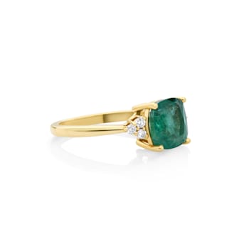 2.18 Ctw Emerald With 0.12 Ctw White Diamond Ring in 14K YG