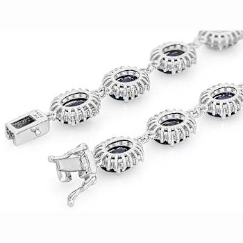 Blue Sapphire And White Topaz Tennis Bracelet In Sterling Silver 20.07ctw