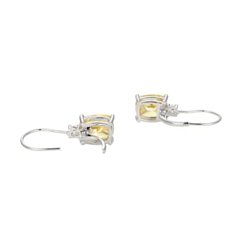 Yellow and White Cubic Zirconia Platinum Over Sterling Silver  Earrings 9.71ctw