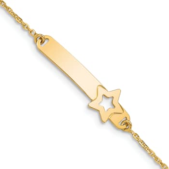 14k Yellow Gold Children's Polished Star ID Bracelet