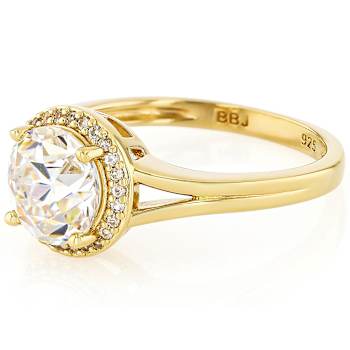 Diamond Simulant Old European Cut And Lab White Sapphire Ring In 18K
Gold Over Sterling Silver 2.75ctw