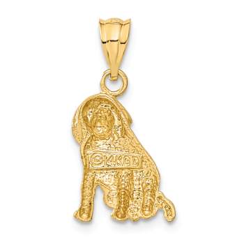 14k Yellow Gold Diamond-Cut and Brushed Dog Charm