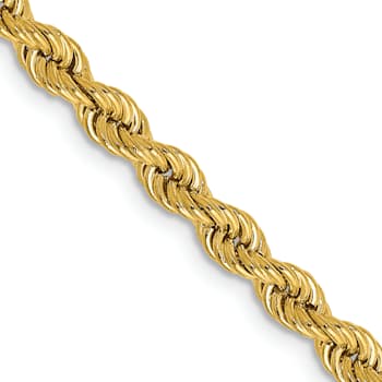 14k Yellow Gold 3.65mm Solid Rope 20 Inch Chain