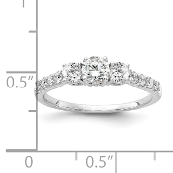 Rhodium Over 14K White Gold Lab-Grown Diamond SI1/SI2, G H I, 3-Stone
Engagement Ring
