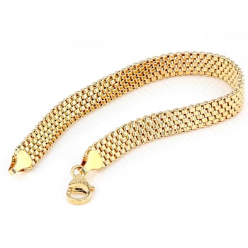 Woven Bead Necklace And Bracelet Set In 18K Gold Over Bronze