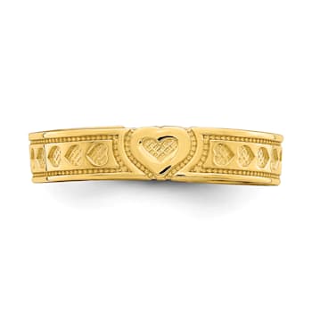 14K Yellow Gold Heart Design Adjustable Toe Ring