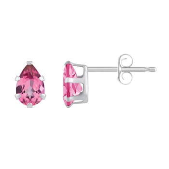 6x4mm Pear Shape Pink Topaz Rhodium Over 10k White Gold Stud Earrings
