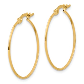 14k Yellow Gold Polished 1 1/16" Knife Edge Hoop Earrings