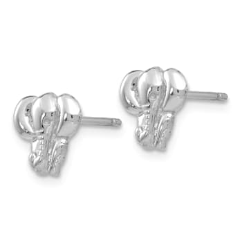 Rhodium Over 14k White Gold Elephant Earrings