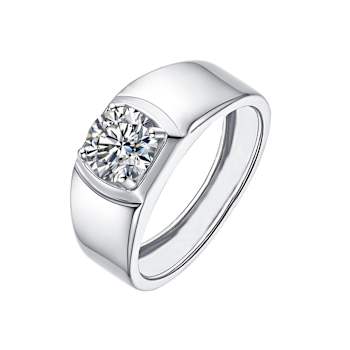 Sleek CZ Band Ring In White Rhodium Over Brass