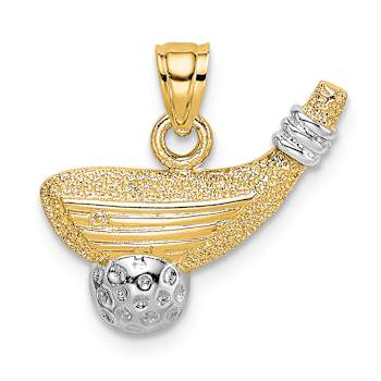 14K Two-tone Gold  Textured Golf Club and Ball Charm