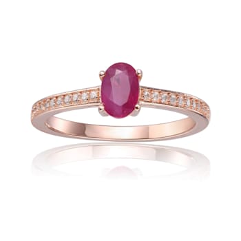Red Ruby with Moissanite Accents 14K Rose Gold Over Sterling Silver
Solitaire Ring