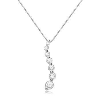 White Cubic Zirconia 14k White Gold Pendant With Chain 0.50ctw