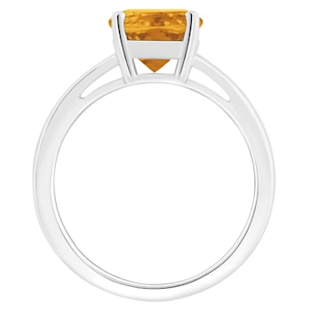 10x8mm Oval Citrine Rhodium Over Sterling Silver Ring