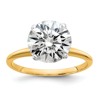 14K Yellow Gold With White Gold Accents 3 ct. D E F Pure Light Round
Moissanite Solitaire Ring