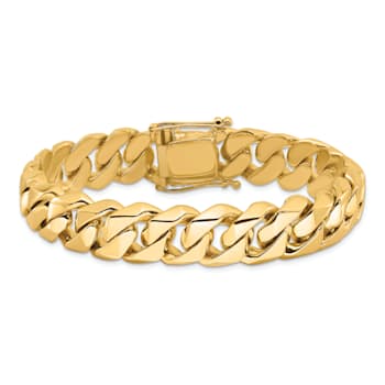 14k Yellow Gold and 14k White Gold 14mm Hand-polished Traditional Curb
Link Bracelet