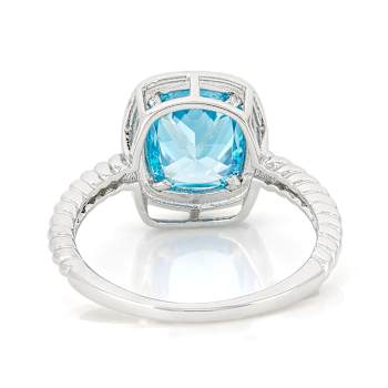 Aquamarine Color CZ Solitaire Ring In Sterling Silver 3.53ctw