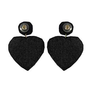 Off Park® Collection, Two tone Teal Seed Bead Heart Earring