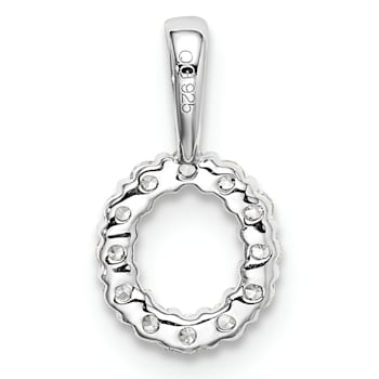 Rhodium Over 14K White Gold Lab Grown Diamond Letter O Initial Pendant