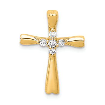 14k Yellow Gold Diamond Cross Slide Pendant