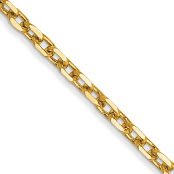 14K Yellow Gold 1.8mm Diamond-cut Round Open Link Cable Chain Necklace