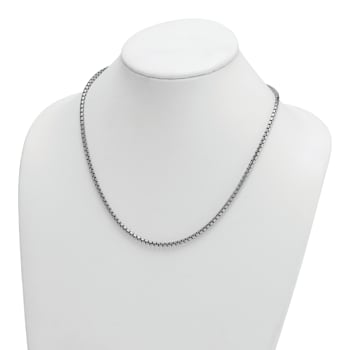 Rhodium Over Sterling Silver Polished 3.2mm Box 24 Inch Chain