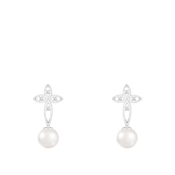 White Cultured Freshwater Pearl 14k White Gold Earrings 6-6.5mm
