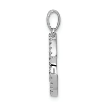 Rhodium Over 14K White Gold Diamond Letter C Initial Pendant