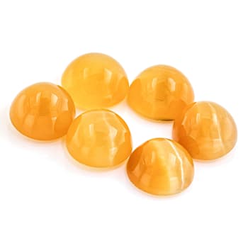 Fire Opal Cat's Eye 6mm Round Matched Set of 6 4.23ctw