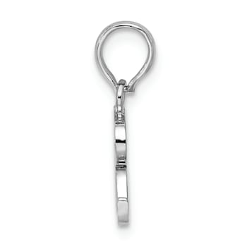 Sterling Silver Polished Block Initial -R- Pendant