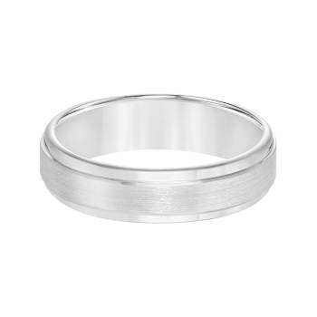6mm Step-Edge Comfort Fit Band in White Tungsten Carbide with Satin Finish